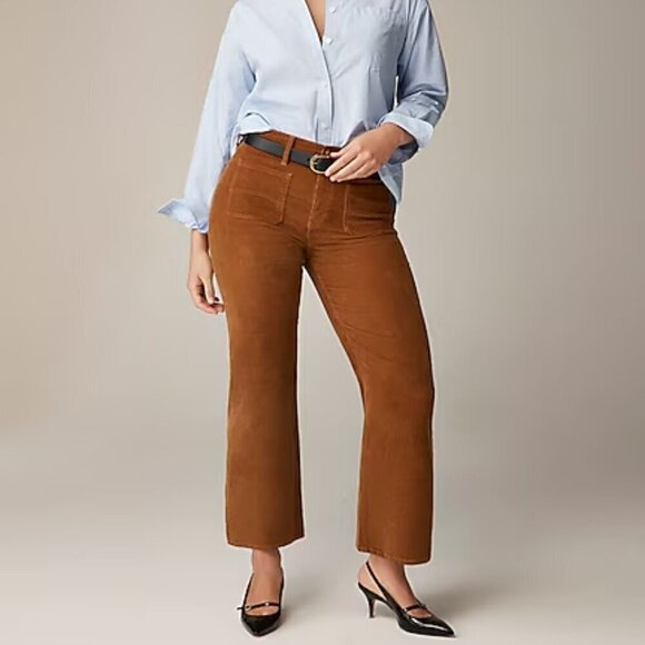 J. Crew Tall Sailor Slim Wide Pants Stretch Corduroy Brown Size 30T - Picture 1 of 9